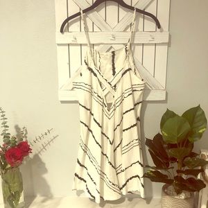 Black and white linen/cotton ROMPER